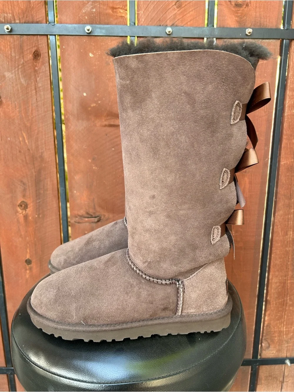 UGG Bailey Bow Chocolate Brown Tall Boots size 6 NEW